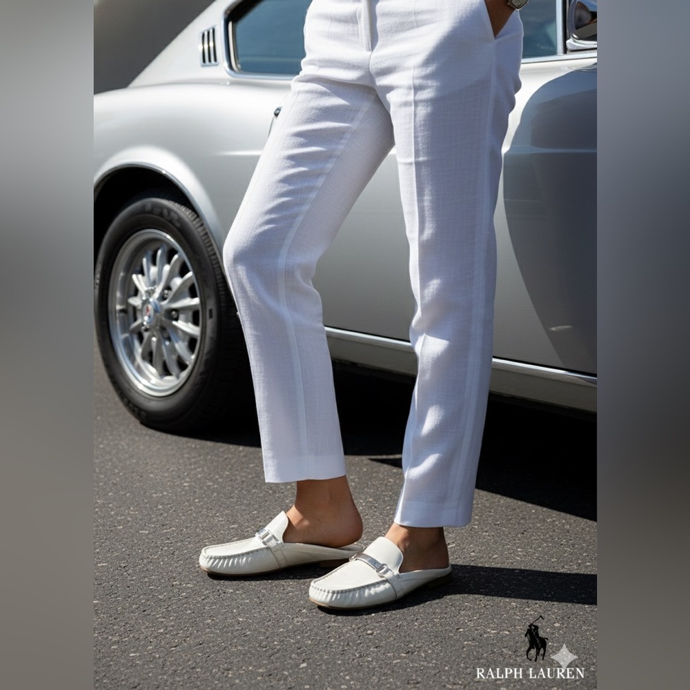 Ralph Lauren Elegant Cream Leather Driving Shoes